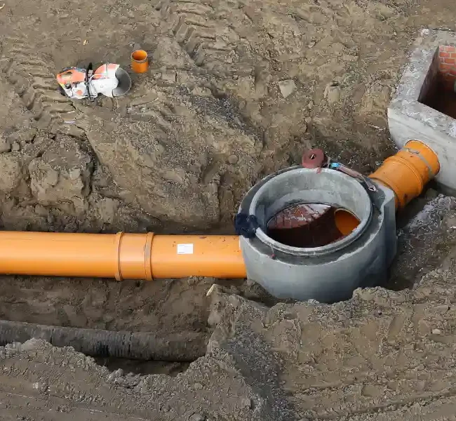 tubazione rete fognaria e raccordo al pozzetto