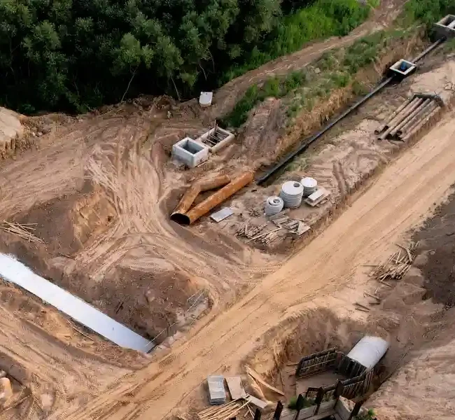 scavo per posa tubazione rete fognaria