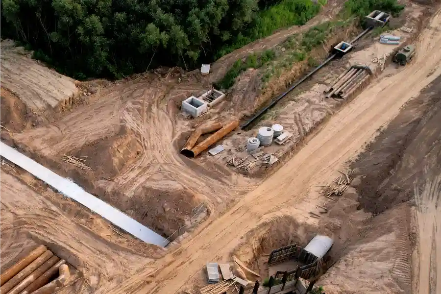 scavo per posa tubazione rete fognaria